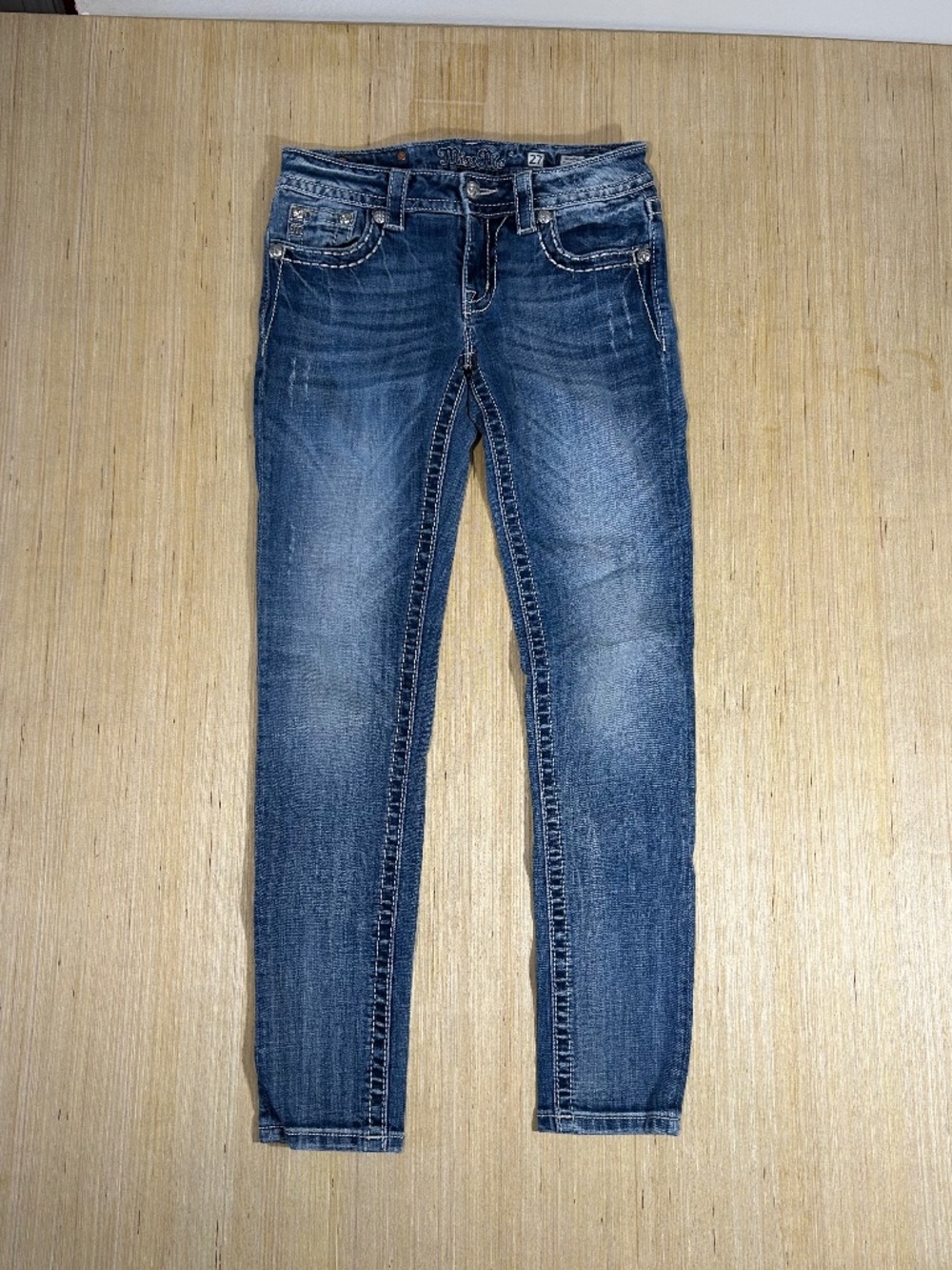Miss Me Signature Skinny Jeans Sz 27 Bling Sequin Embellished Crystal